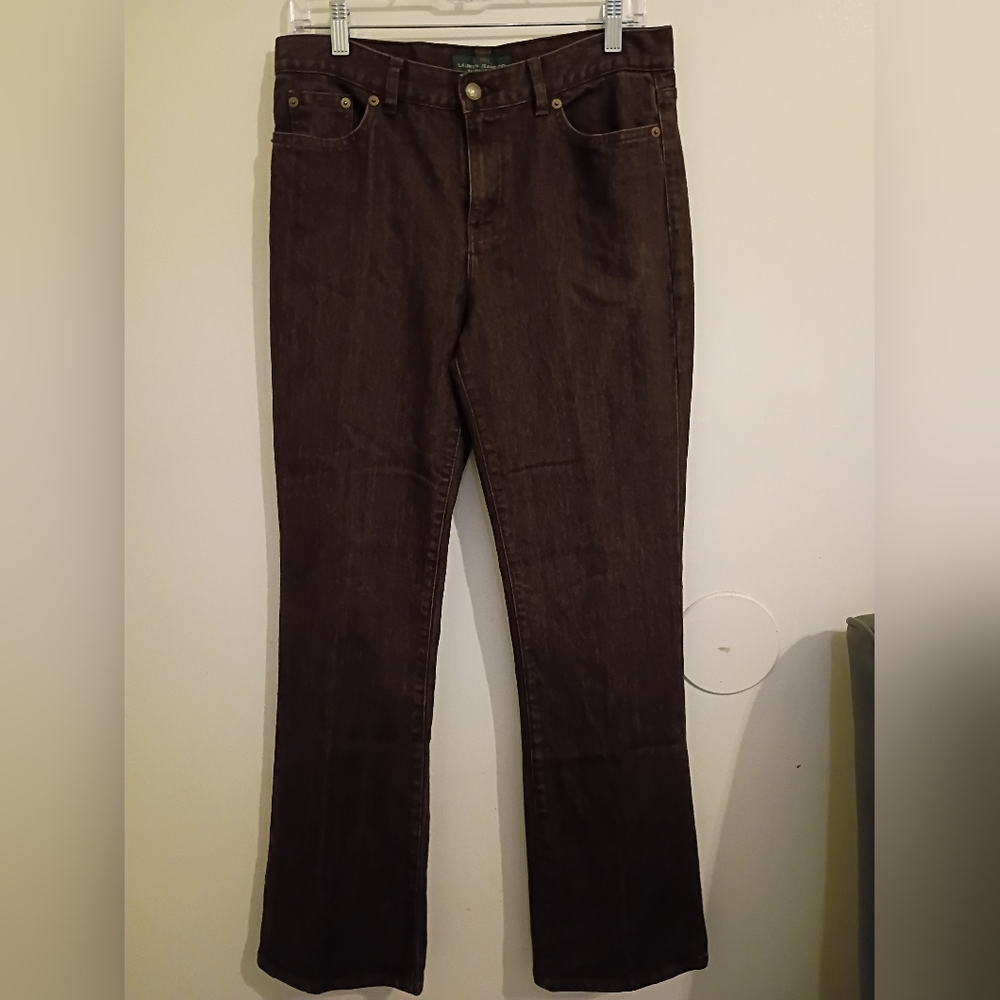 Ralph Lauren Dark Brown High Rise Boot Cut Jeans Sz 6